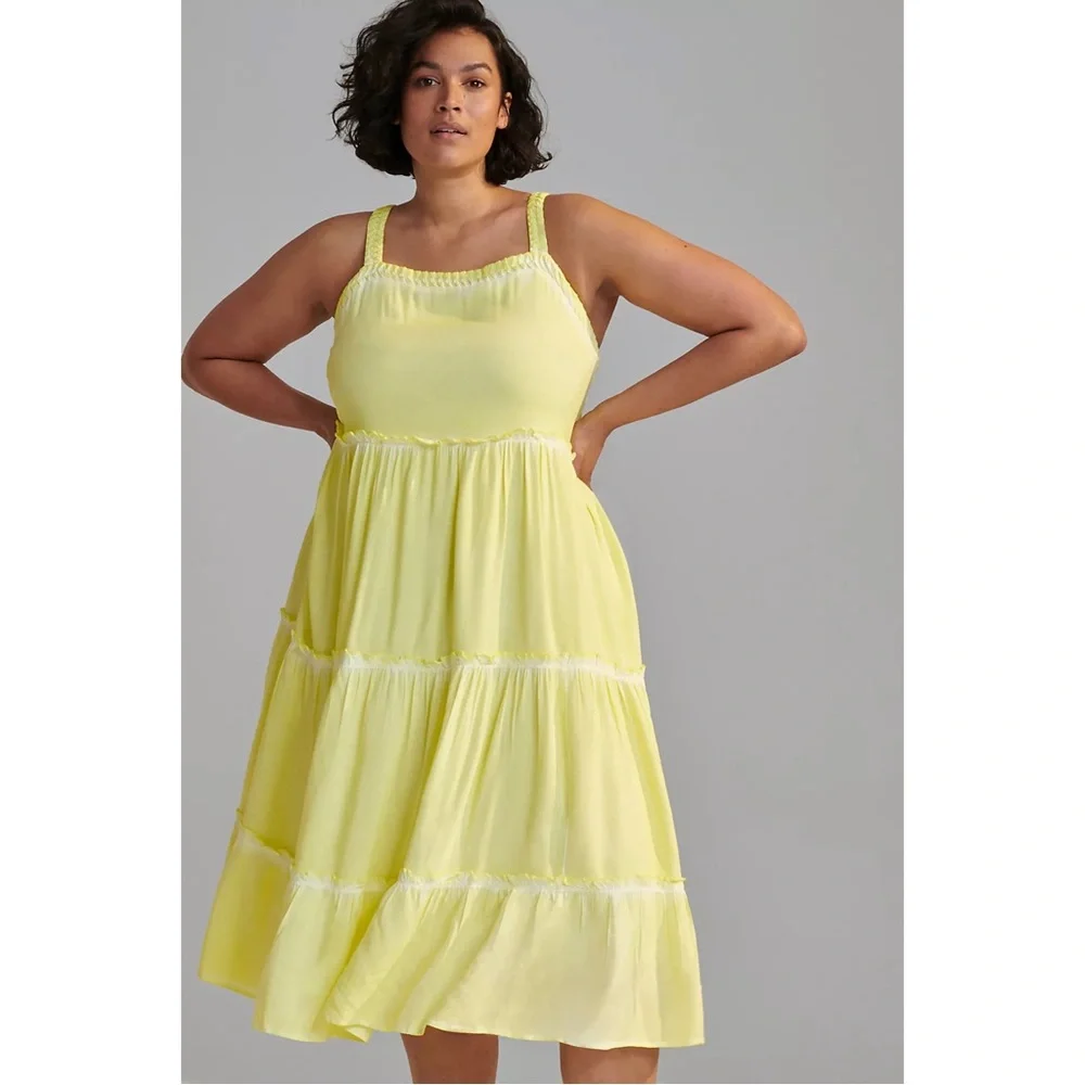 Anthropologie Nell Tiered Midi Dress NWT Size Plus 2X - Picture 2 of 15